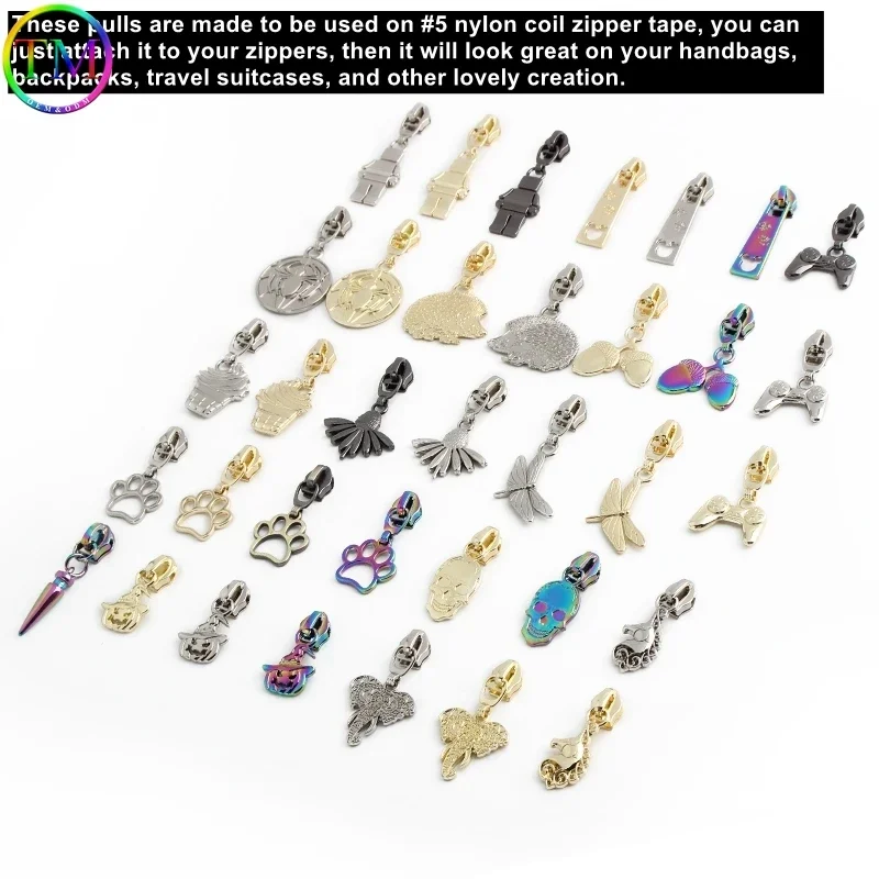 Qcwwy Tirette De Fermeture éclair, 10 Pièces Tirent La Machine à Coudre En Métal Tirette De Fermeture éclair Veste Artisanat Sacs à Main Bagages Tête De Fermeture éclair Pour Vestes(Or Imitation