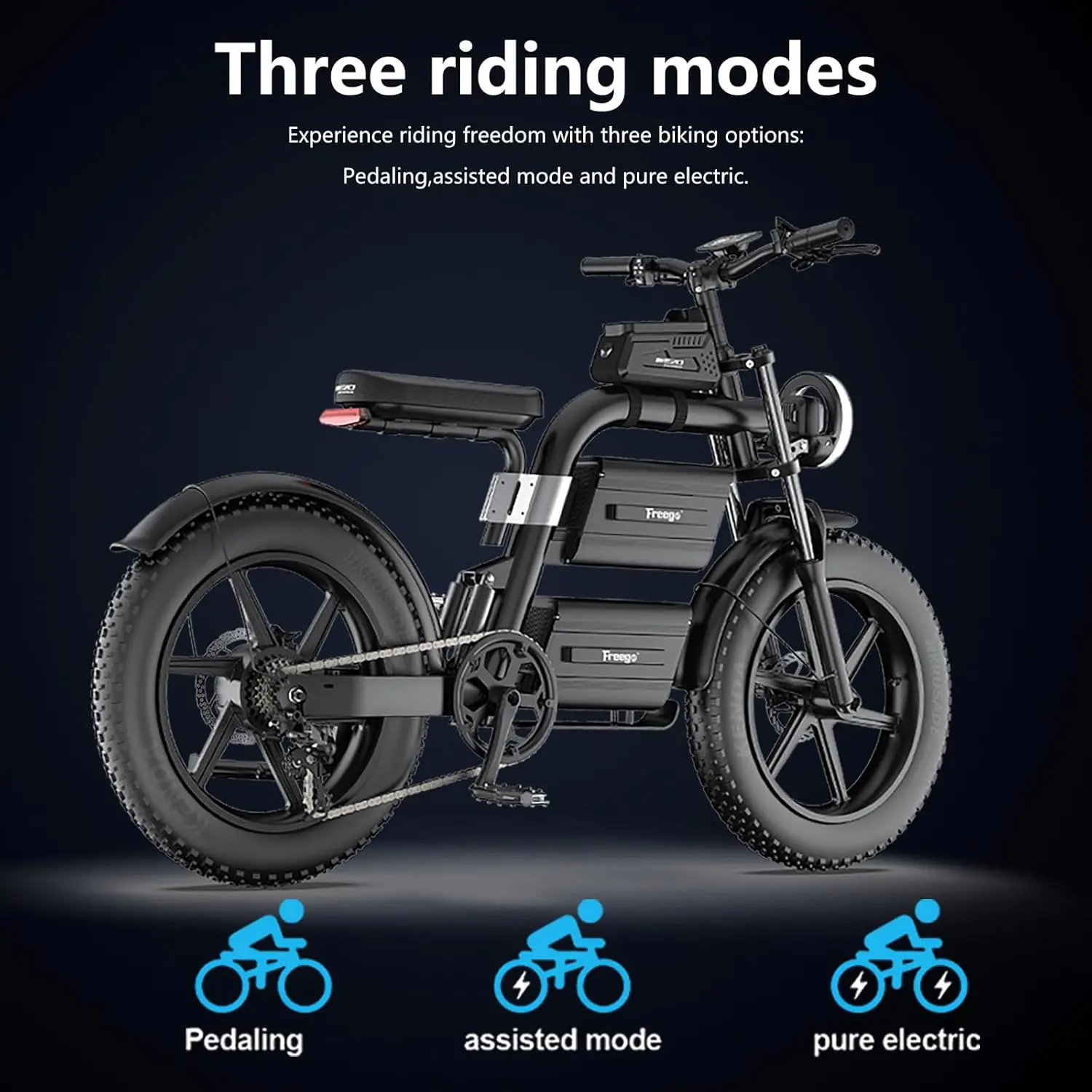 Freego E20 Electric Motorcycle 2100W 60V Dual Battery Off Road Mountain Bicycle Adjustable Seat Height Dual Suspension 7-Speed