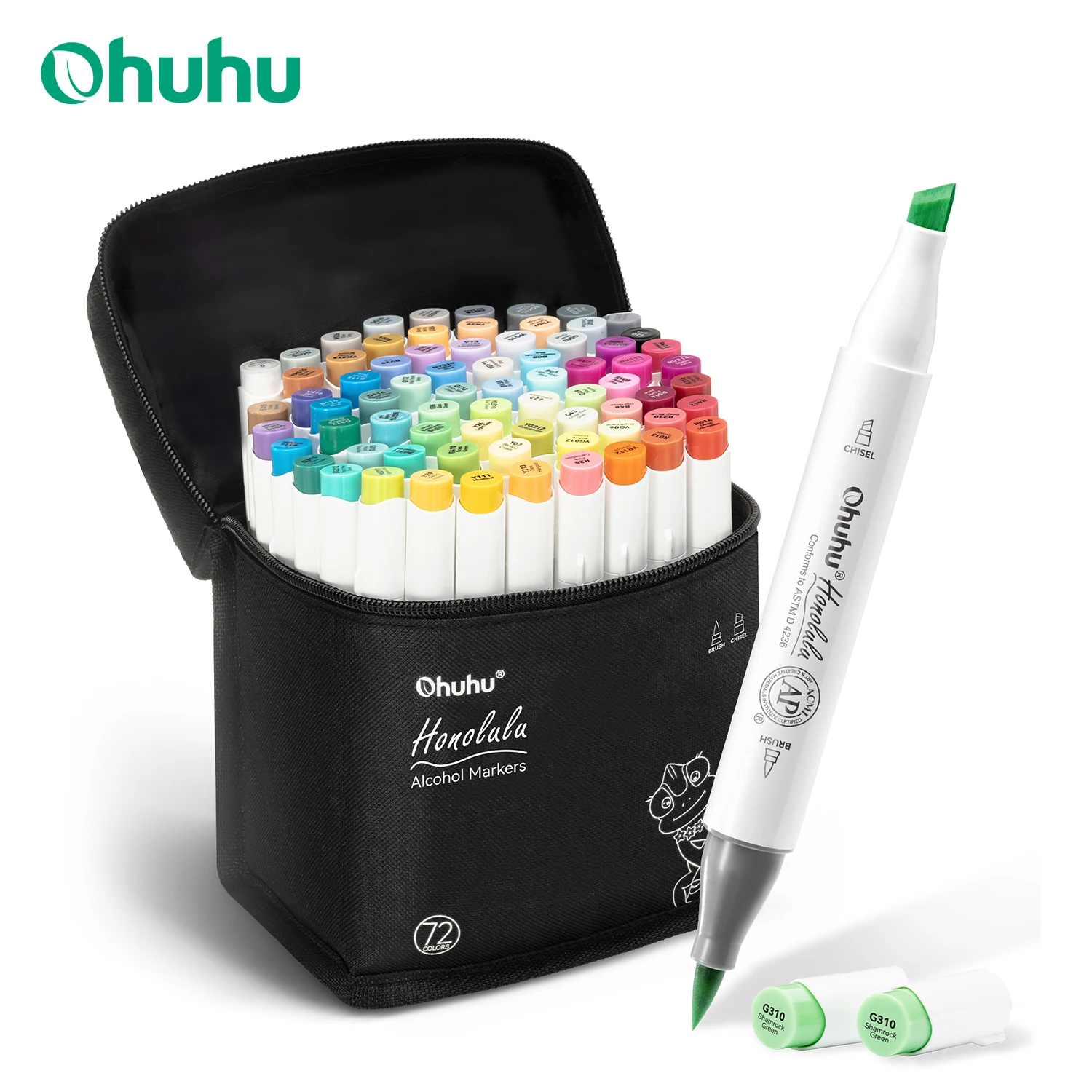 Ohuhu 140 kleuren marker op waterbasis, dubbele tip art markers pennen voor volwassenen kleurpennen voor anime manga ontwerp, kalligrafie, tekenen en illustratie, geurloos en wasbaar