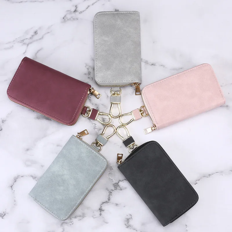 Key Wallet For Men Women Mini Storage Key Organiser Holder Purse Small Card Holders Bag Keychain Wallets Luxury PVC Leather