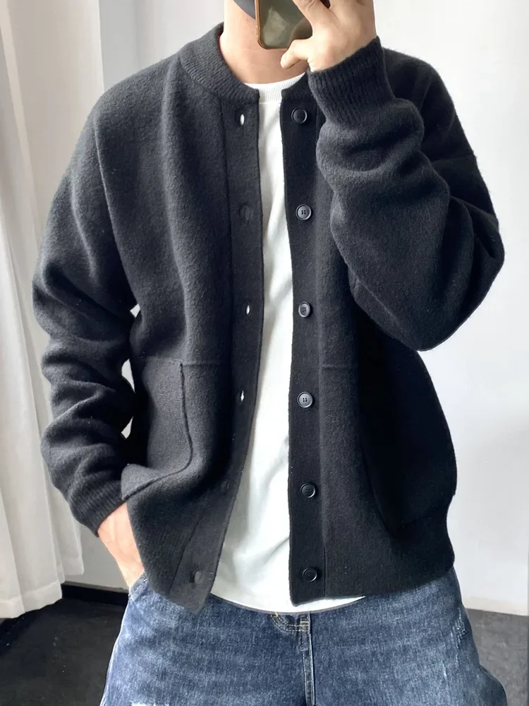 

2023 Spring New Light Luxury Fashion Cardigan Men Knitted Sweater Round Neck Jacket Loose Sweater Coat Boutique DressSimpleStyle