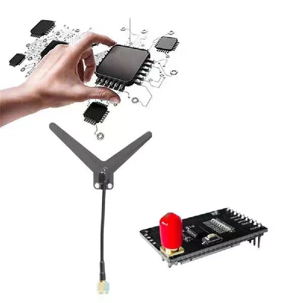 Récepteur vidéo FPV 1.2/1.3GHz 9CH VRX installé sur des lunettes FPV, prêt pour vol longue portée.