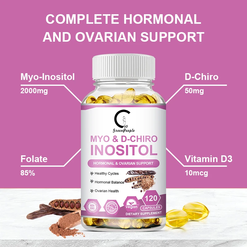 120p Myo-Inositol&D-Chiro Inositol Capsule with Folate Supports Ovarian Function,Hormone Balance,Fertility Supplements for Women images - 6