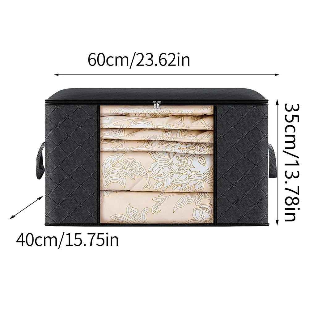 Visible Large Capacity Storage Box Portable Household Clothes Organizer With Handles Foldable Dustproof Quilt Zipper Container 6
