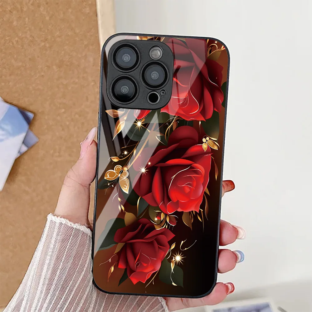 Floral Glass Phone Case Cover