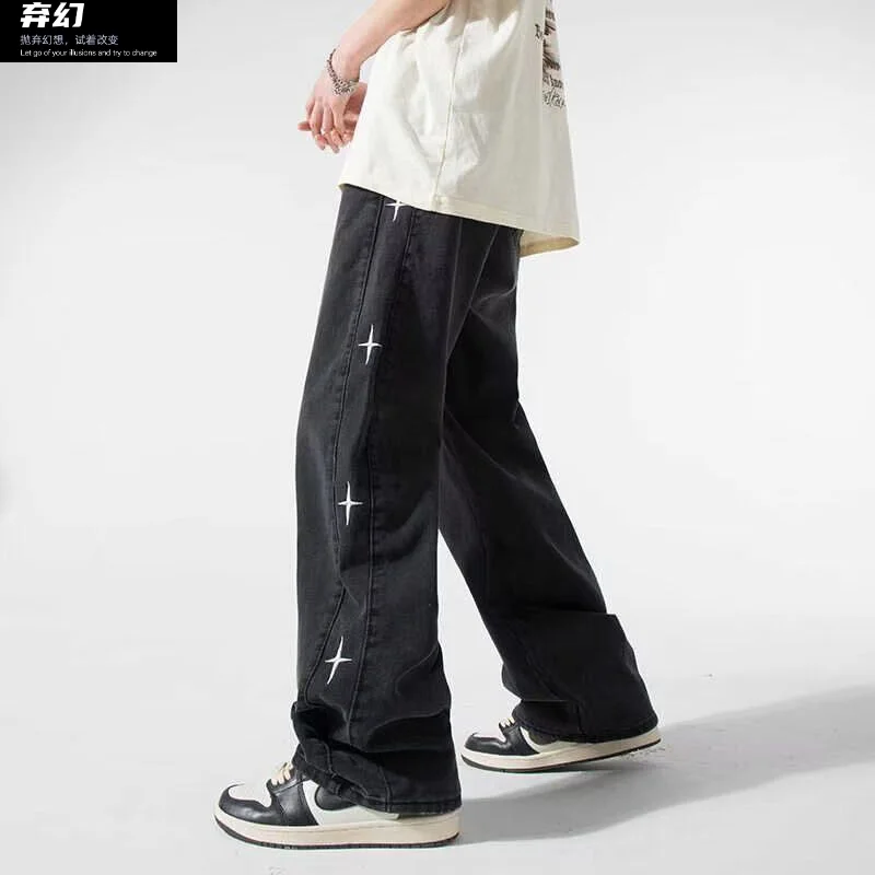 Star Pants Men's Spring and Autumn 2024 New Popular Straight Loose Loose Wide Leisure Casual Jeans
