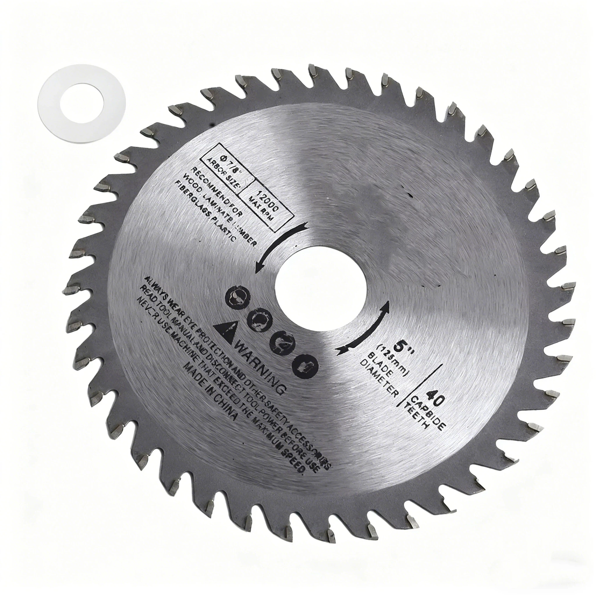 Cutting Disc 5inch 125mm Mini Circular Saw Blade For Wood Plastic Metal Rotating Carbide Cutting Tools 40 Teeth 12000 Max RPM