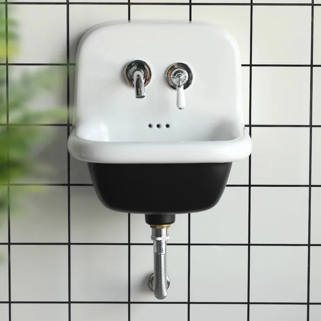 ชุดอ่างล้างหน้าติดผนัง ประกอบด้วยอ่างล้างหน้า ก๊อกน้ำ และท่อระบายน้ำ สีสันสดใสสำหรับห้องน้ำ ชุดอ่างล้างหน้าหลากสี 4