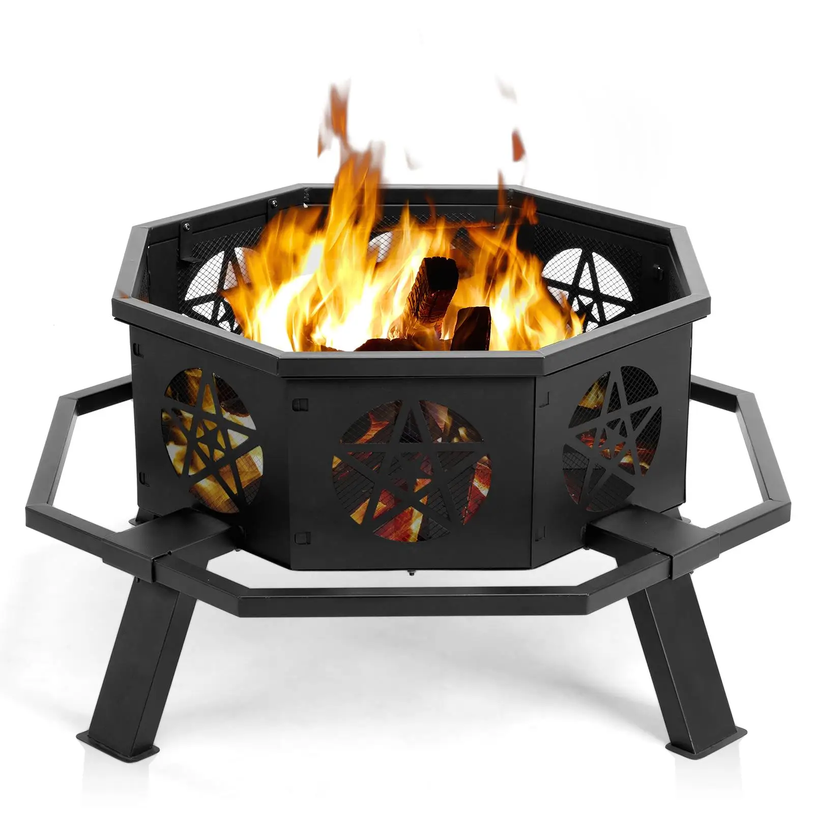 35-Inch Decorative Outdoor Fire Pit-Portable Patio Heater for Backyard Campfires & BBQs