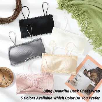 Canotta in cotone Top Ragazza senza ferretto Pettorina regolabile per adattarsi un piccolo gilet avvolgente Reggiseno Studente Estate Reggiseni da donna Indietro in pizzo Sexy