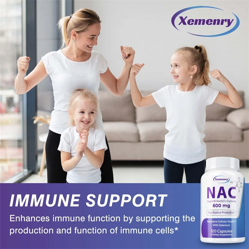 NAC Capsules 600mg-Support Skin Health, Antioxidant, Detox, Enhance Immunity-Non-GMO