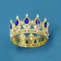 Elegant Bridal Tiara and Crown Hair Accessories (Gold Blue)