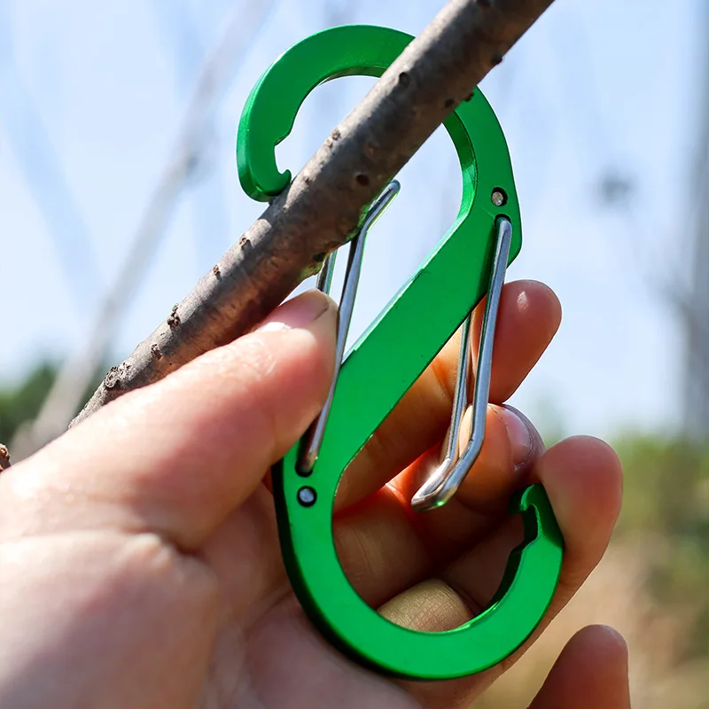 Big Aluminium Alloy S Type Carabiner With Lock Large Size Keychain Hook Anti-Theft Outdoor Camping Backpack Buckle Key-Lock Tool