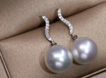 

1pair DIY accessories S925 Sterling Silver Micro inlaid 12mm shell Pearl Ear Hook Earrings zircon Earrings Jeweller