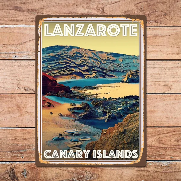 

Металлическая Оловянная вывеска Lanzarote для Канарских островов, Настенный декор для домашней комнаты, Ретро винтажный стиль, постер для путешествий, Бар/паб/мужская пещера