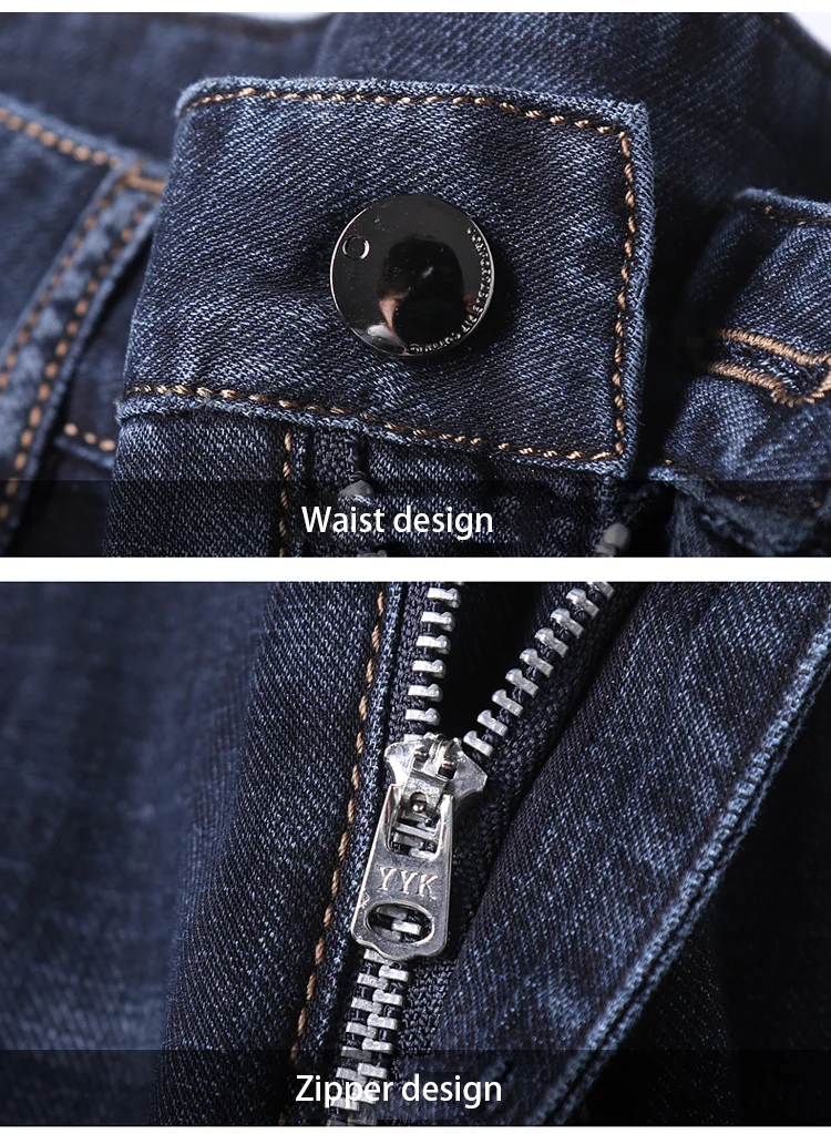 New Spring/Summer Fashion Business Jeans Men's Straight Stretch Trousers Leisure Elastic Versatile Zipper Denim  Pants Men Cloth