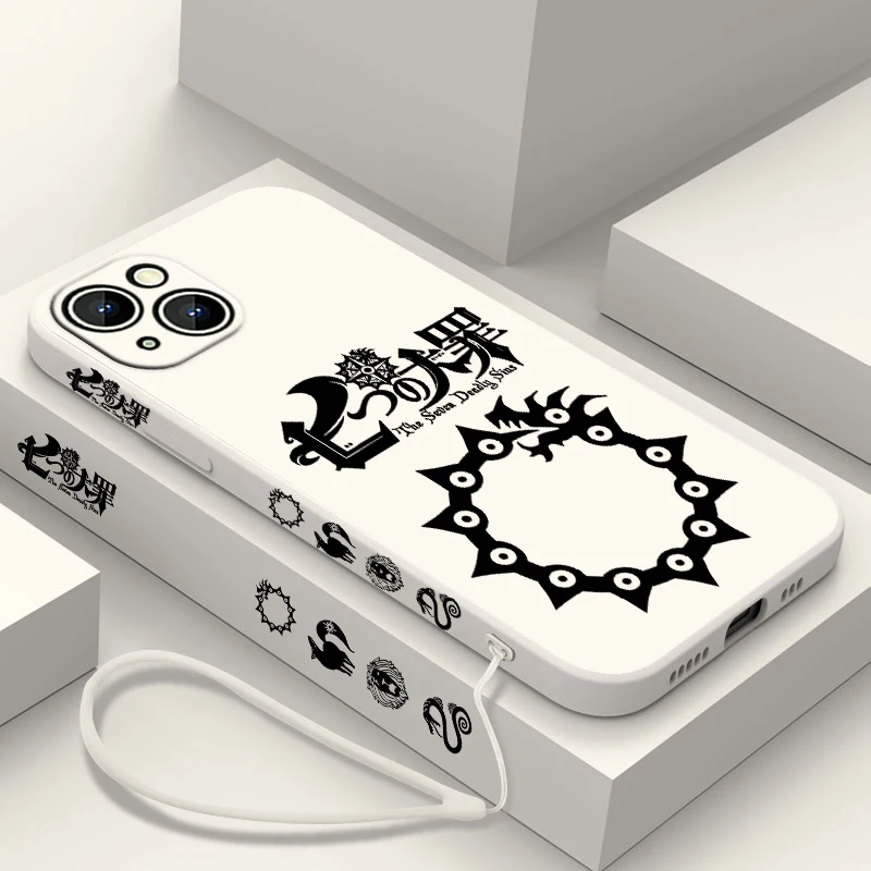 thumbnail image 1 of Funda de teléfono con logotipo de The Seven Deadly Sins para Apple, iPhone 15, 14, 13, 12, 11 Pro Max Plus, 8, 7, SE, funda líquida con Capa de cuerda izquierda, 1 of 5