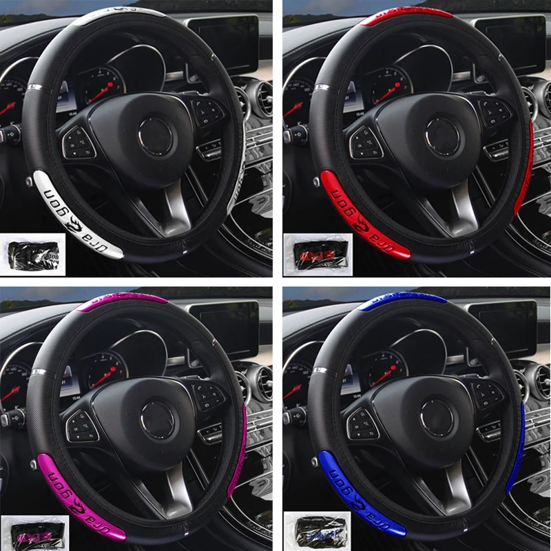 Steering wheel cover Car Steering Wheel Covers 100% Gloednieuwe Reflecterende Kunstleer Elastische China Dragon Ontwerp Auto Stuurwiel Beschermer