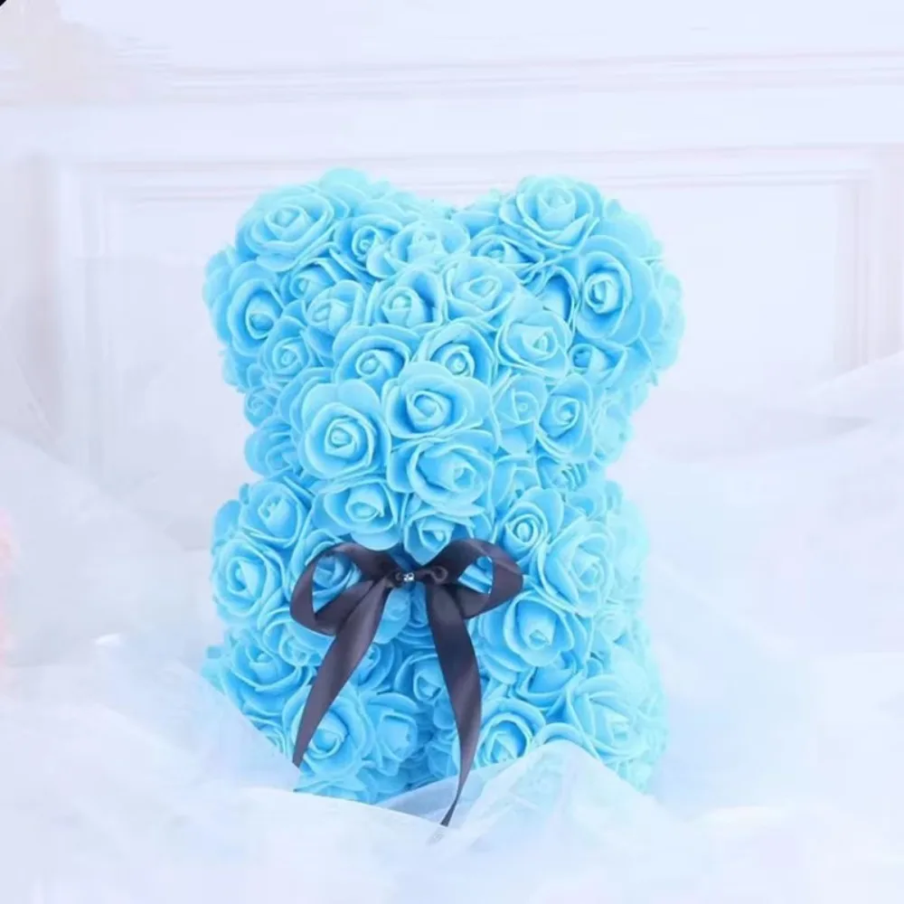 1pcs 25cm Rose Bear Artificial Foam Rose Flower Teddy Bear Valentines Day Gift Birthday Party Spring Wedding Party Decoration