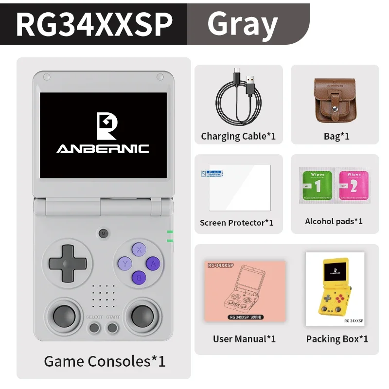 ANBERNIC RG34XXSP Flip Handheld Console 3.4'' IPS Screen 64