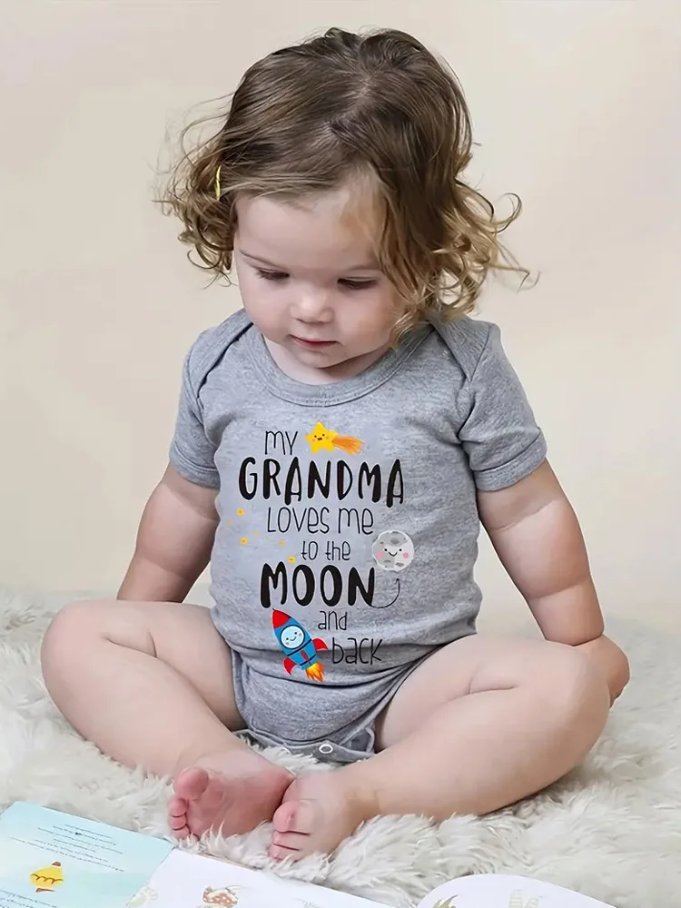 My Grandpa Loves Me To The Moon and Back Cute Letter Printed Newborn Baby Romper Bodysuit Soft and Comfortable Baby Onesie 2 My Grandpa Loves Me To The Moon and Back Cute Letter Printed Newborn Baby Romper Bodysuit Soft and Comfortable Baby Onesie - Image 2