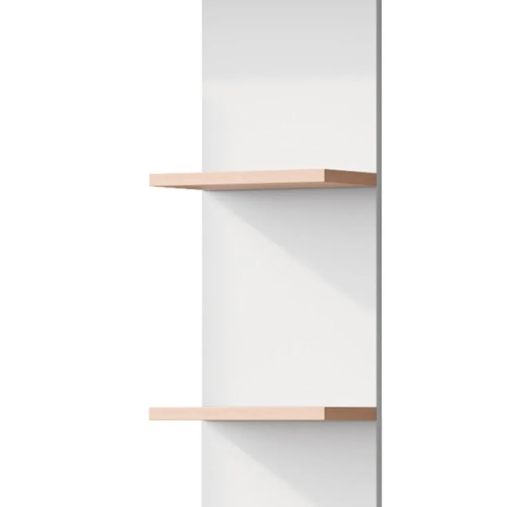 Arbeitstisch mit Stauraum – Stock-Holzkontrast, Unterschrank mit Türen und offenem Oberregal, Bürodesign, 123,5 x 45 x 16,5 cm – Detail 14