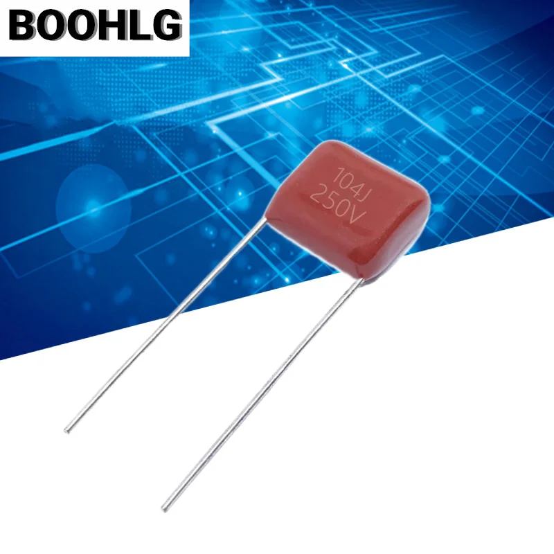 

100 шт. 250V104J 0,1 мкФ 100NF 104 250V Шаг 10 мм CBB полипропиленовый пленочный конденсатор