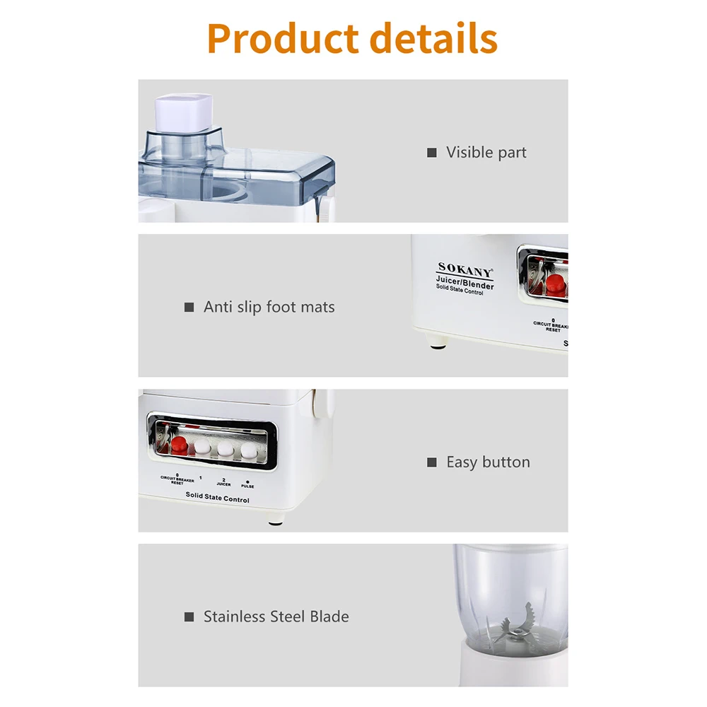 4-in-1 Multifunctional Electric Juicer Separator Fruit Food Extraction Portable High Juice Yield and Easy To Clean 4