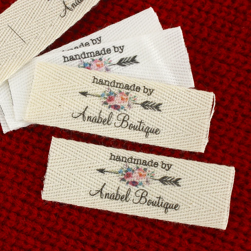 Tanio 20*60mm Twill RibbonLabels, etykiety z Logo, akcesoria
