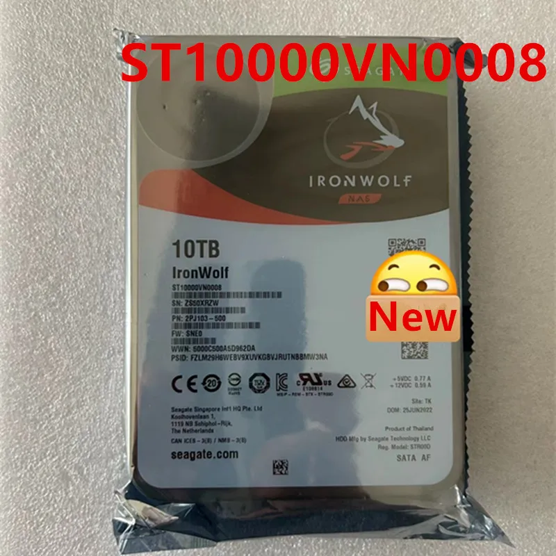 New HDD For Original Seagate 10TB 3.5" 256MB 7200RPM For Internal Hard Disk NAS Hard Drive ST10000VN0008