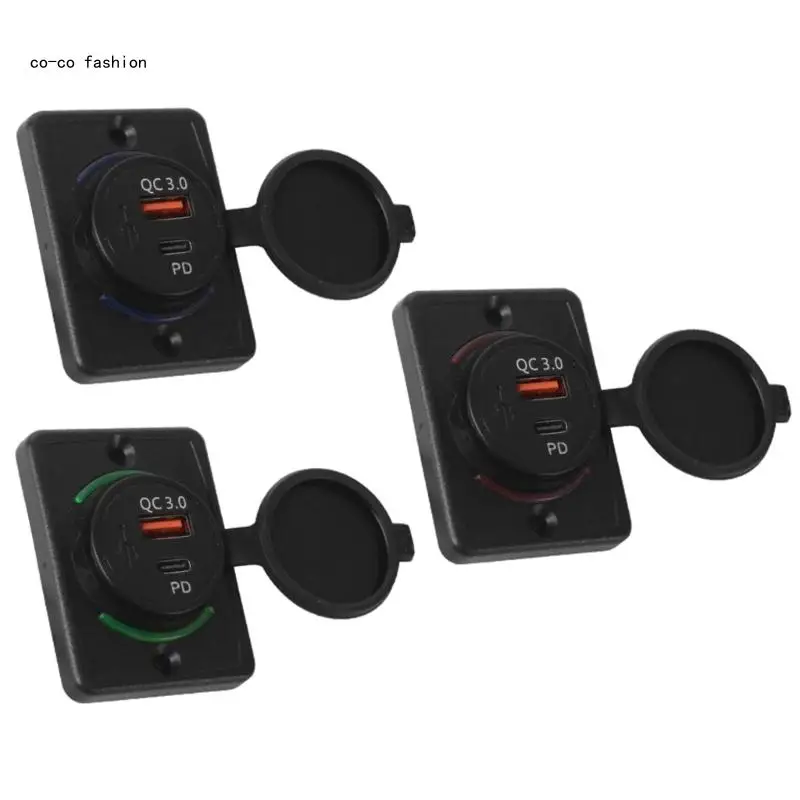

517B Быстрая зарядка QC3.0 PD Type C Зарядная USB-розетка Водонепроницаемый USB-адаптер для зарядки для кемперов Двойная для