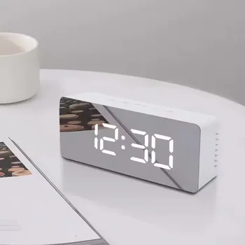White LED Mirror Digital Alarm Clock 1