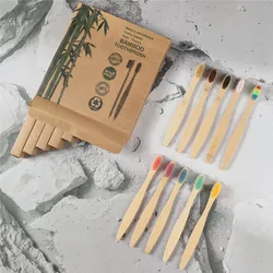 10 - Pack Eco - Friendly Cowhide Wrapped Bamboo Toothbrush Set (Children)