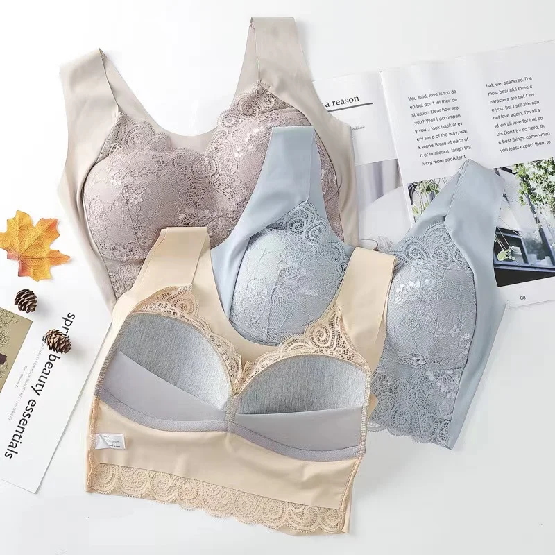 Bra Female Beauty Back Gathers Breasts Sexy Lace Underwear Wrap Chest Sports Shockproof Vest