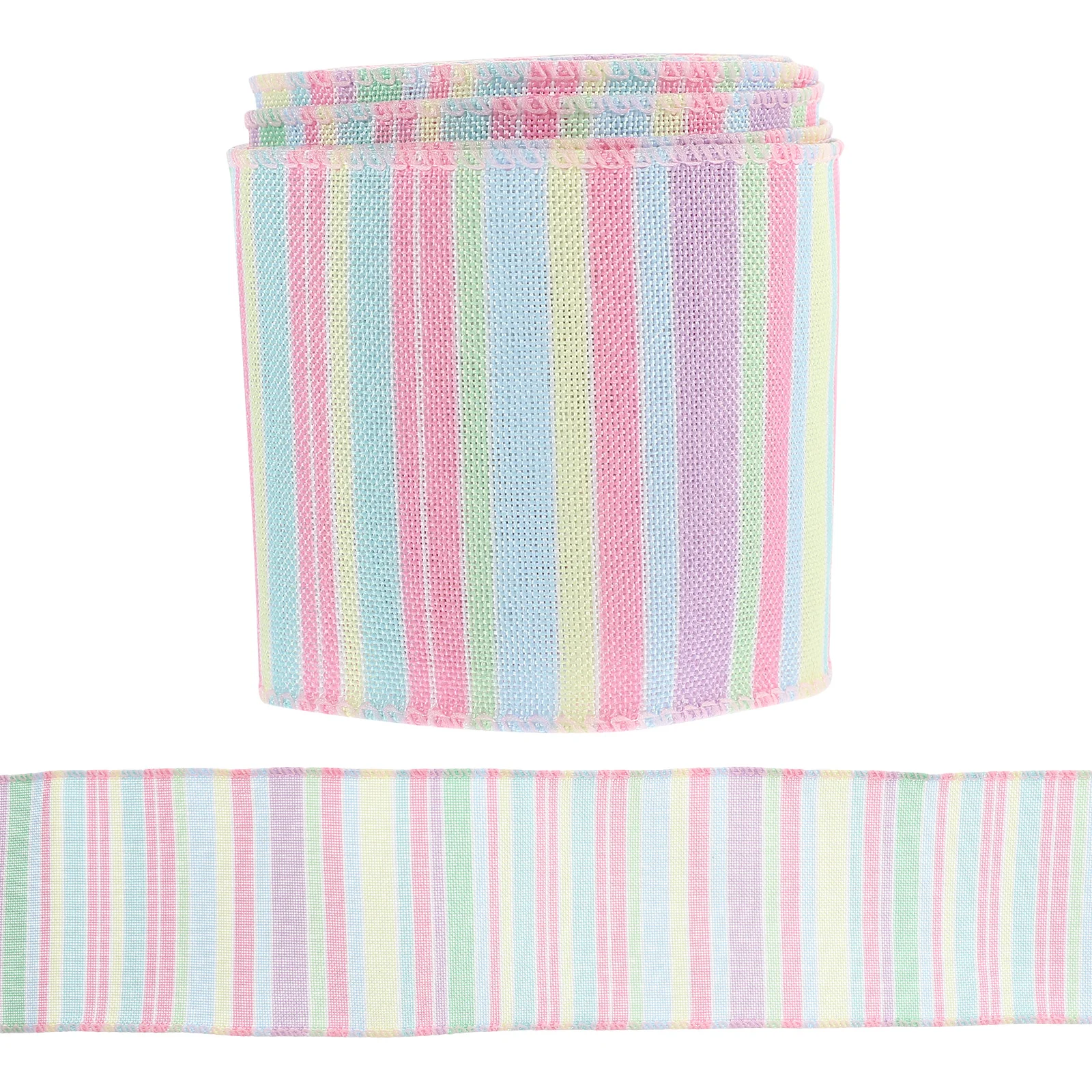 

Pastel Ribbon Present Ribbon Gift Package Ribbon Bowknot Making Ribbon Rainbow Easter Imitation Linen Wire Wrap Supplies