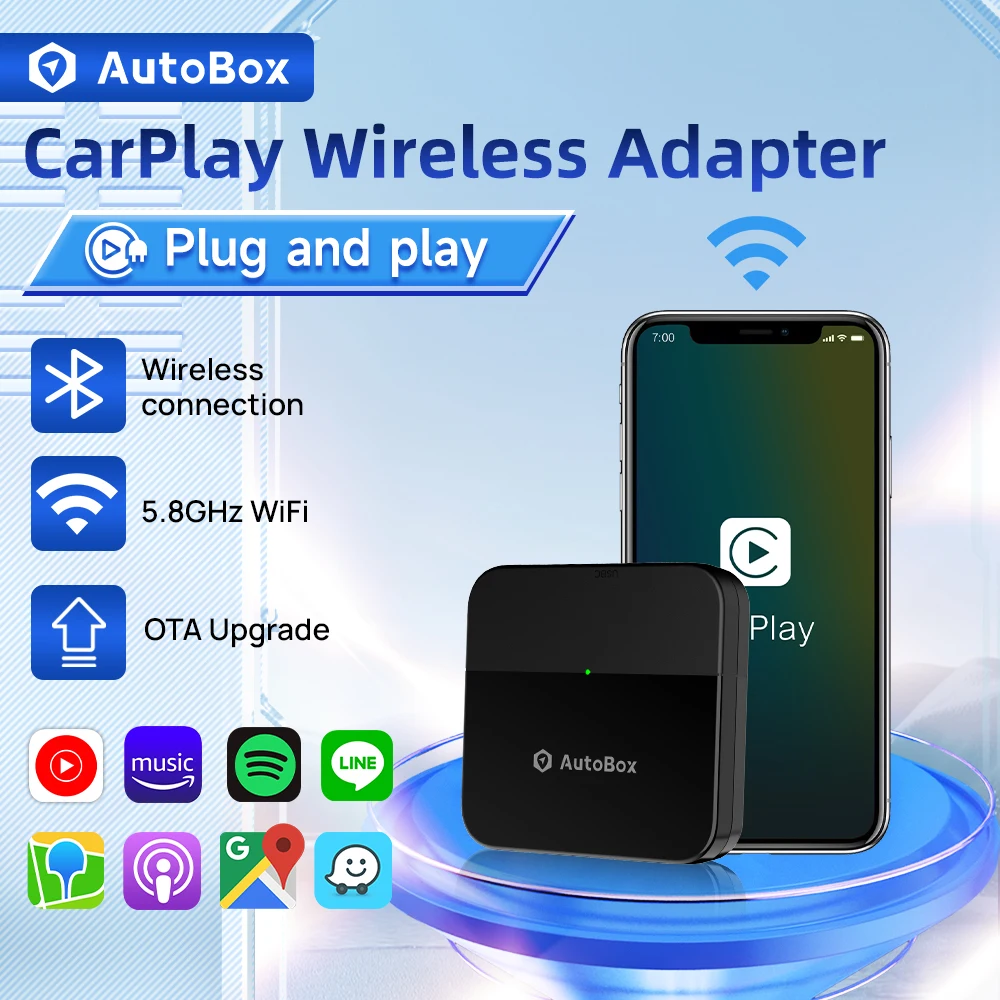 Adaptateur CarPlay Sans Fil 2025 - Plug And Play, Connexion Automatique, Compatible IOS 10+ Et Voitures Avec CarPlay Filaire
