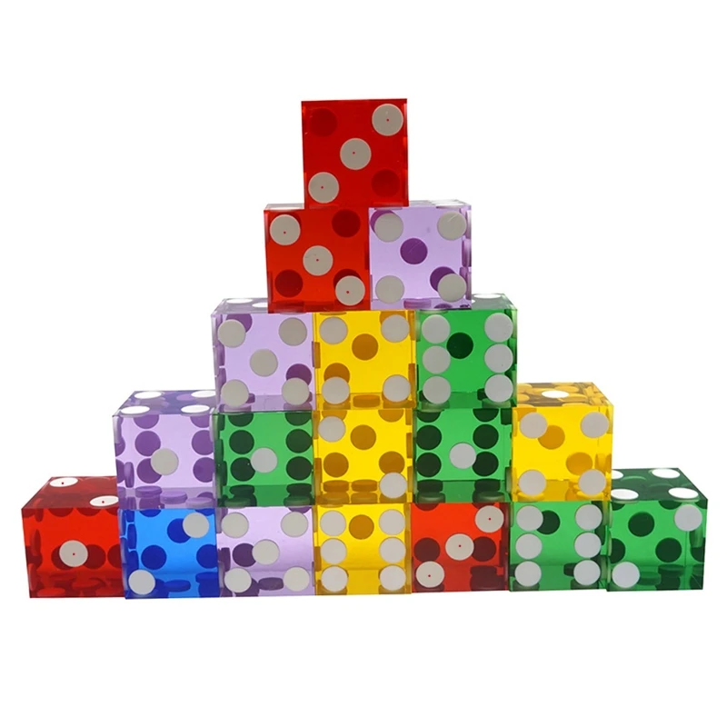 Precision Dice 19mm Upgraded Acrylic Transparent six Sided D6 Casino for Sharp Straight Corners 5pcs game dice dice set acrylic dice