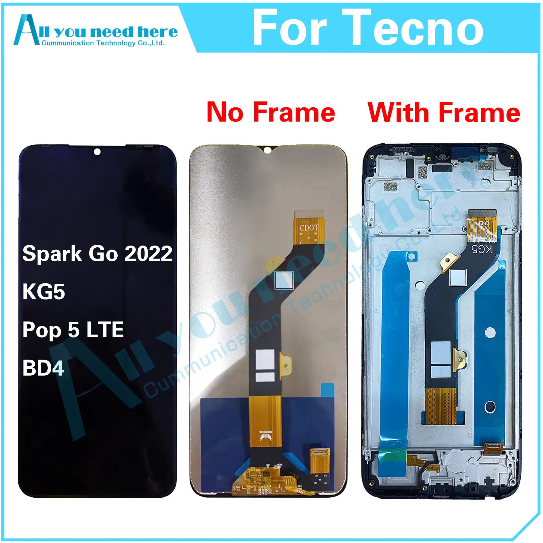 

100% Test AAA For Tecno Pop 5 LTE BD4 / Spark Go 2022 KG5 LCD Display Touch Screen Digitizer Assembly Repair Parts Replacement