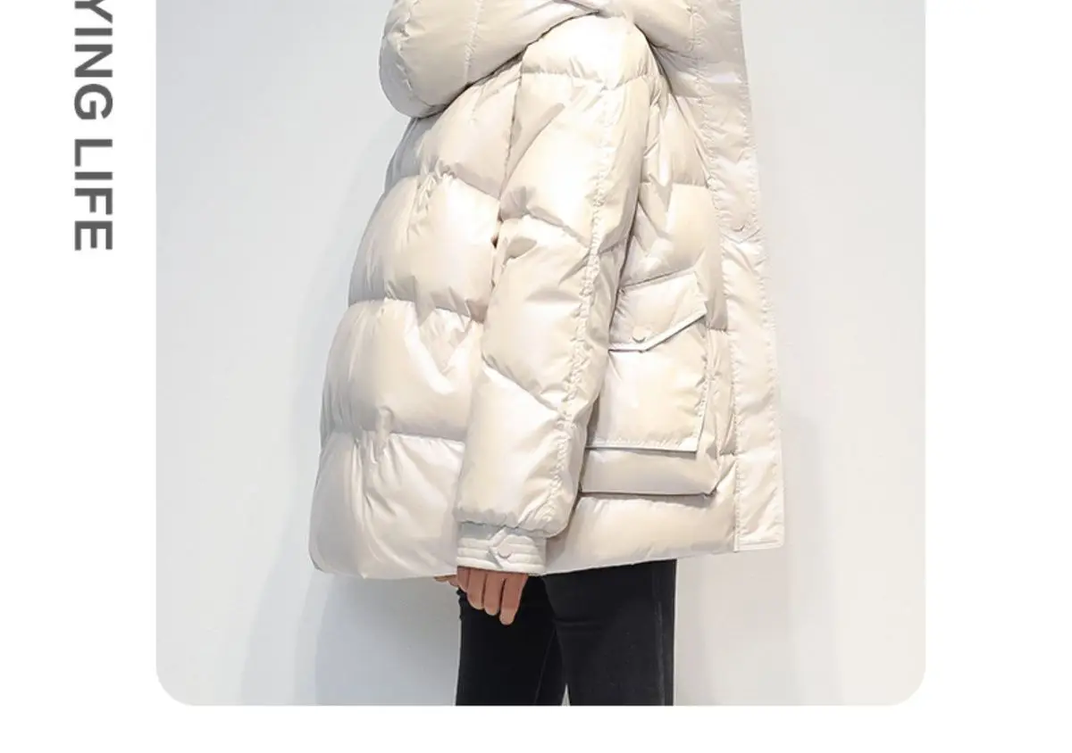 Short Down cotton Jacket For women's Winter 2026 New Glossy Fashion Loose Thick Coat Female Casual Cotton Hooded Parka Jackets