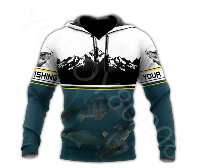 New four-season zipper hoodie for men and women, ice fishing, underwater fishing  shirt, printed long-sleeved pullover shirt - AliExpress