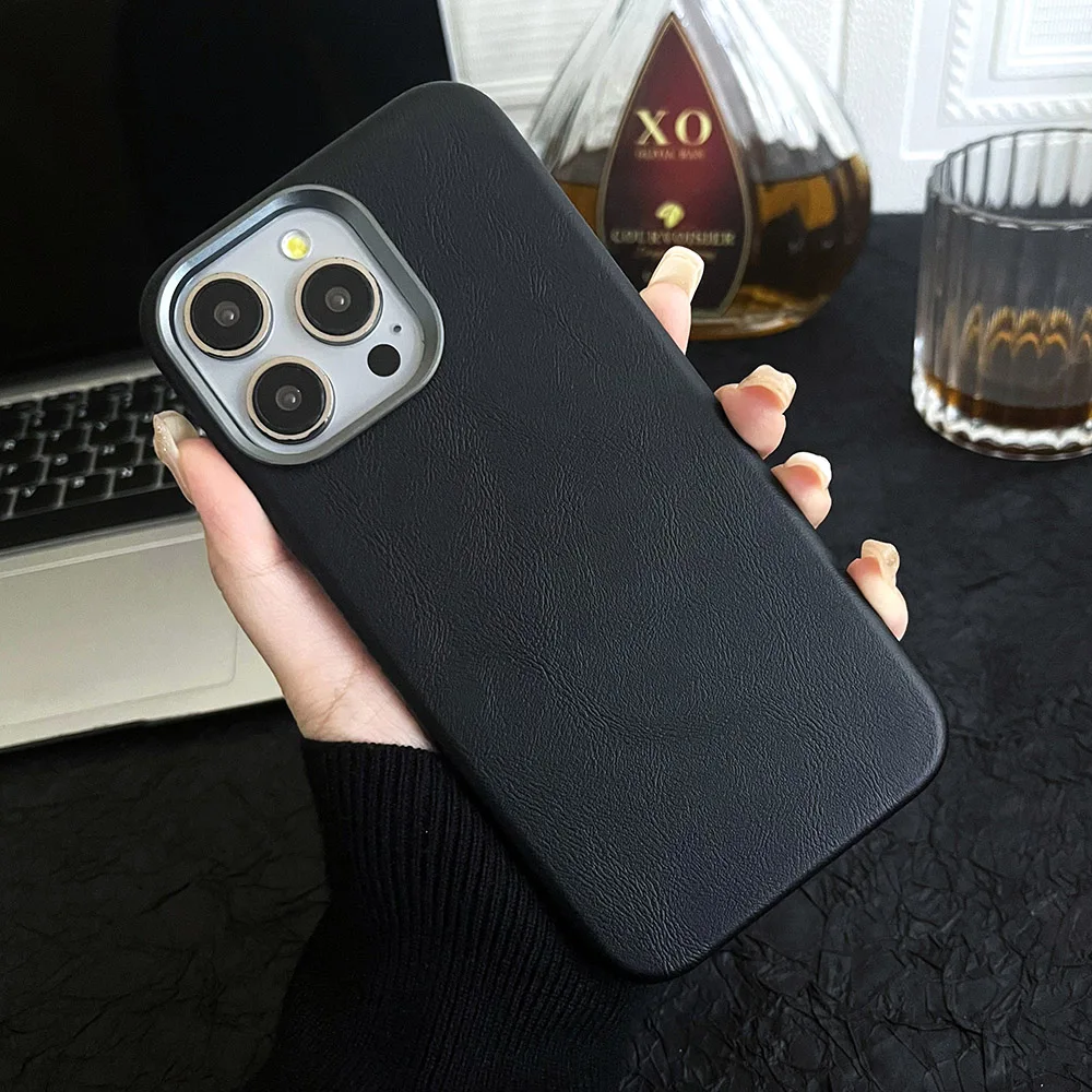 Premium Vintage Leather Magnetic Phone Case with Wireless Charging and Shockproof Back Cover