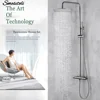 Brushed Nickel Thermostatic Shower Faucets Sets Wall Mount Brass Bathroom Mixer Rainshower Faucet Rainfall Shower Systems Thermo 1