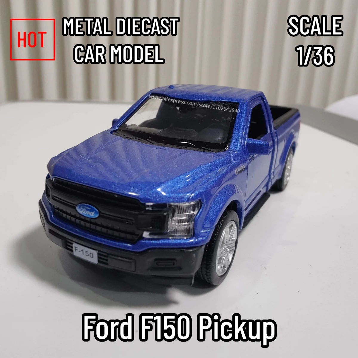 1/36 Scale Ford F150 Pickup Truck Car Model Replica Diecast Collection Vehicle Interior Decor Ornament Xmas Gift Kid Boy Toy jada just trucks 1 24 scale 2020 jeep gladiator dealertrack pickup vehicle offroad car amry model diecast toy furious souvenir