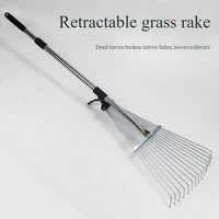 Leaf Rake Stainless Steel Retractable, Used for Dry Leaves, Garden Finishing, Branch Cleaning, Garden, Garden Tools, Lawn Tools 1