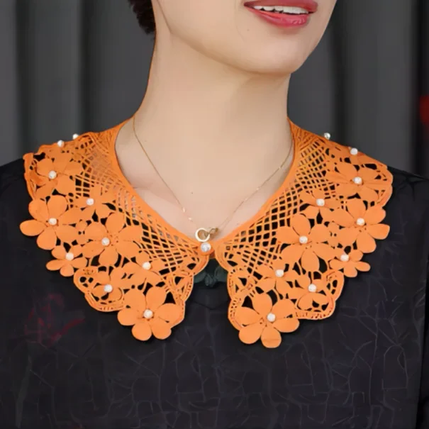 Weiß-Schwarzes Kleid mit Applikationen, Abnehmbare Spitzenkragen, Stoffbluse, Kostüm-Deko-Accessoires, DIY-Ausschnittkragen, Nähzubehör – Detail 3