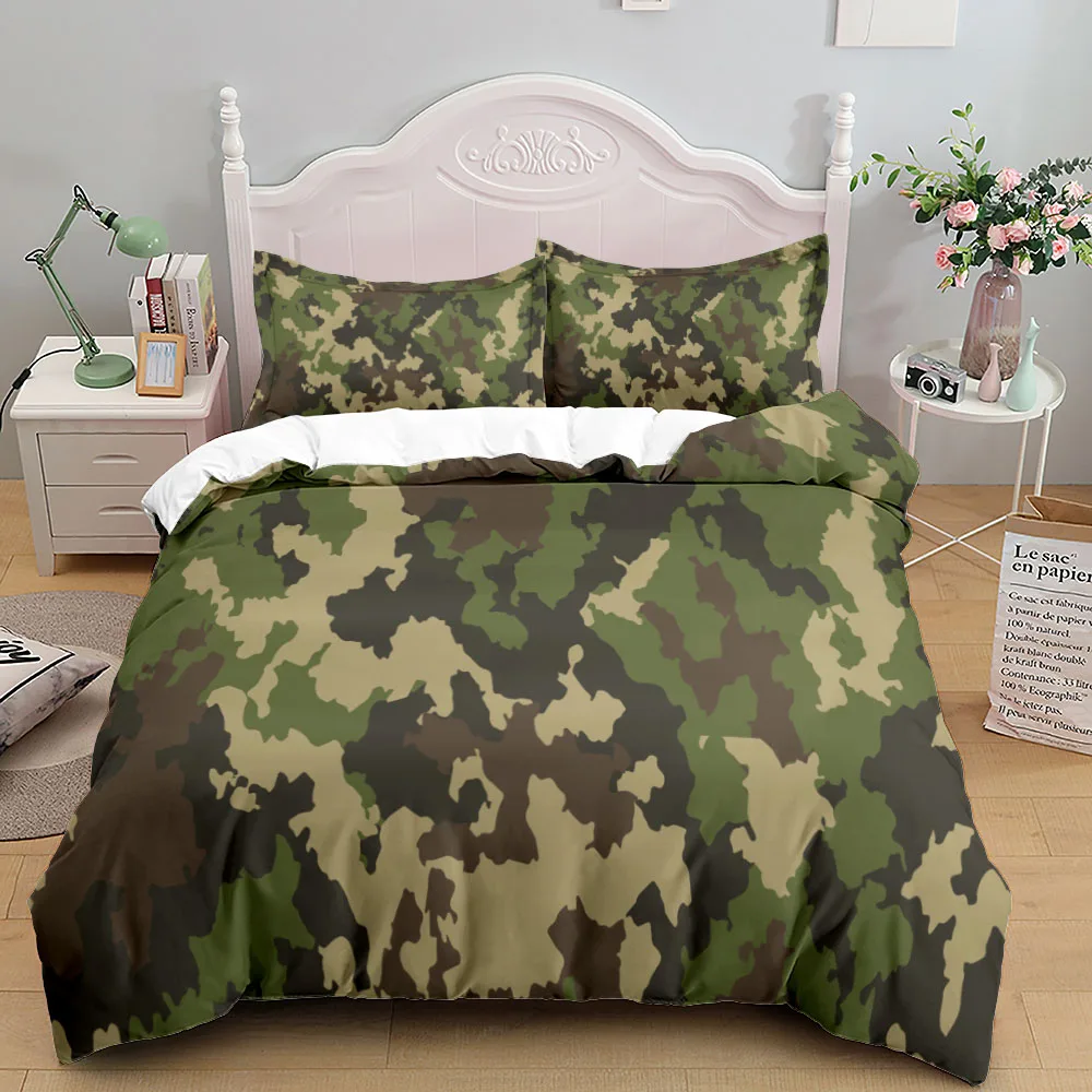 Camouflage Soldier Campus Duvet Cover Set EU Single Double King US Twin Full Queen Cal Children Bed Linen Set 4