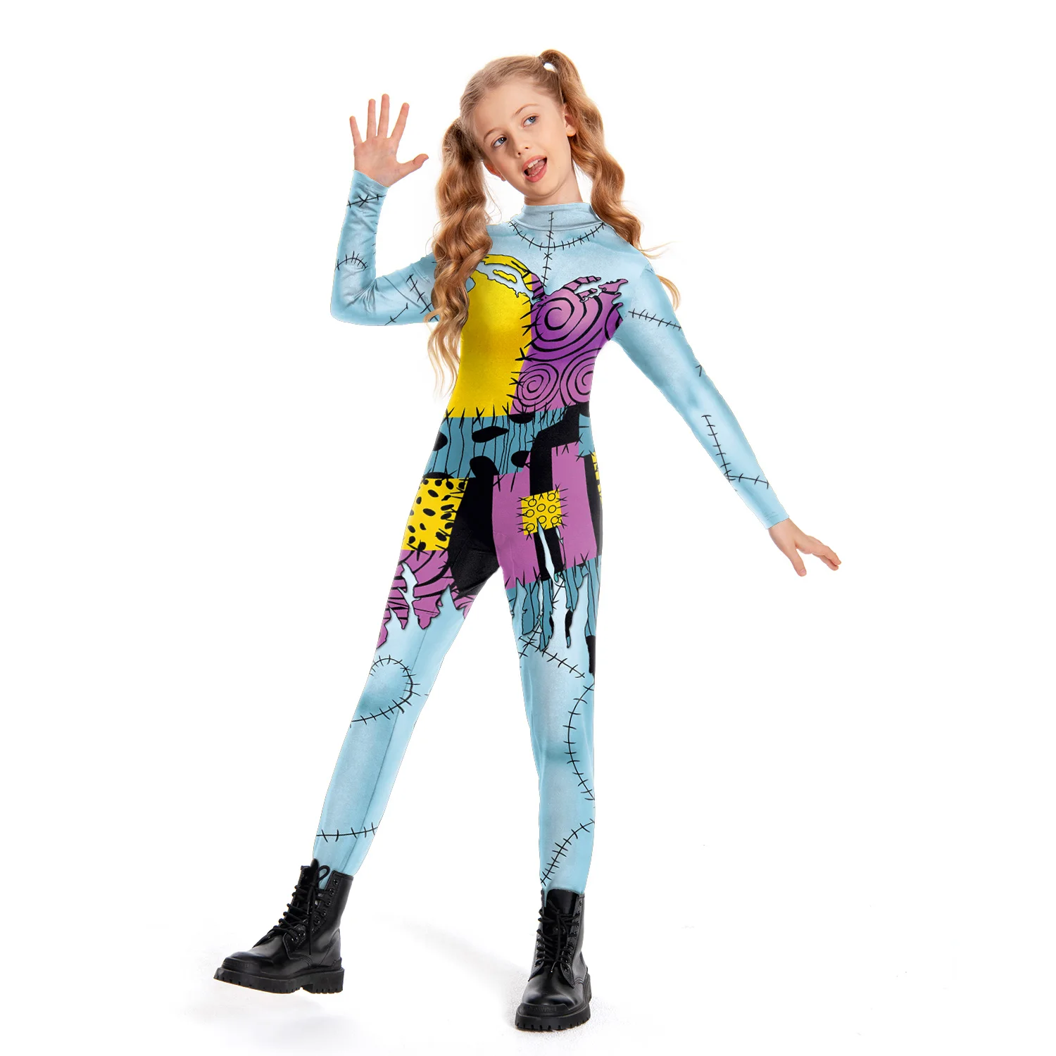 Zaw aland Halloween Sally Kostüm Patchwork Muster Bodysuit Mädchen Phantasie Verkleidung Anzug Karneval Zentai Catsuit Party Kleidung Geschenke – Detail 8