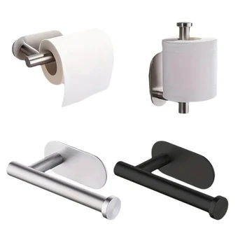 Stainless steel paper roll holder, wall-mounted without drilling, for kitchen, bathroom, wall, and paper towel storage rack. 1