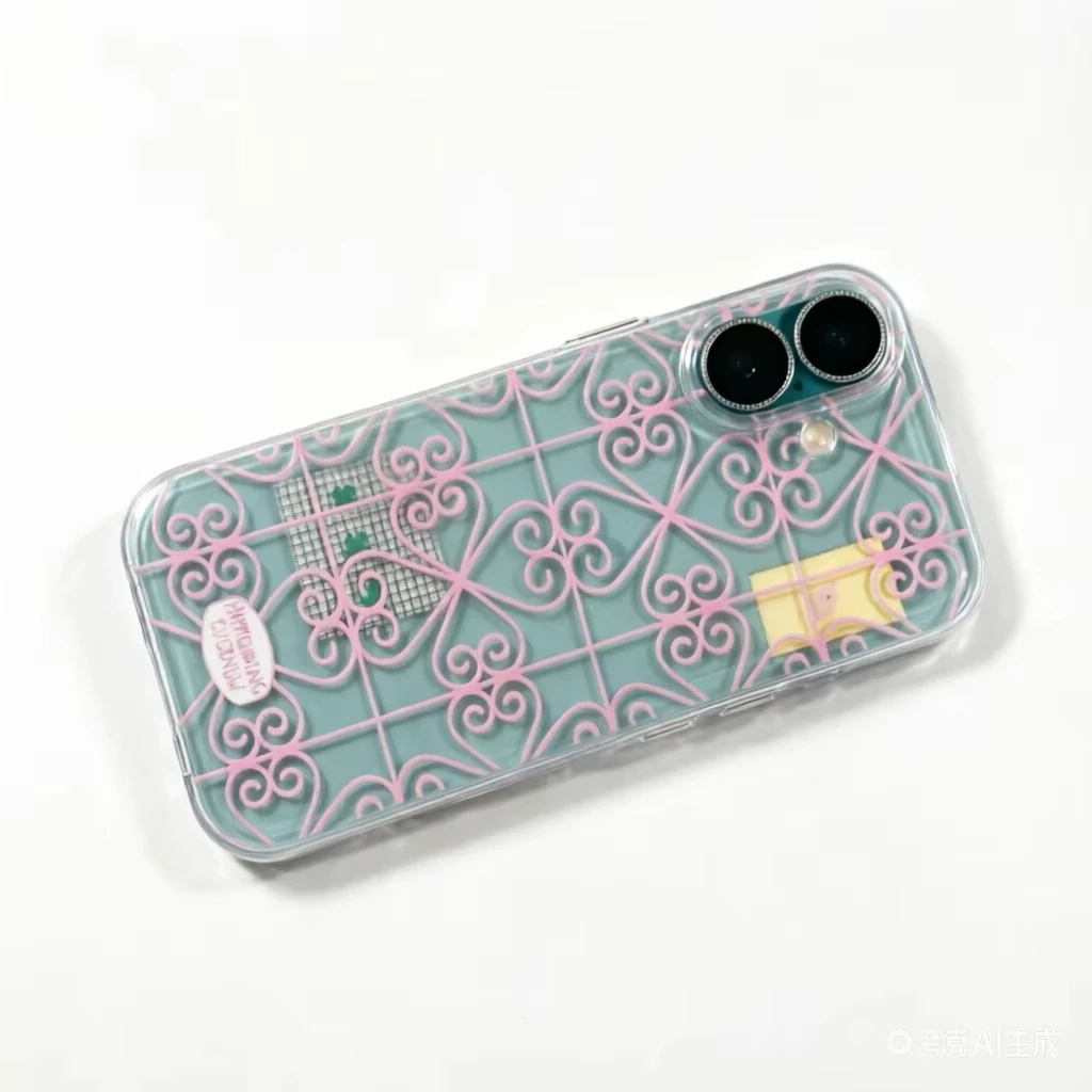 Green Line Pattern Phone Case with Clear Back