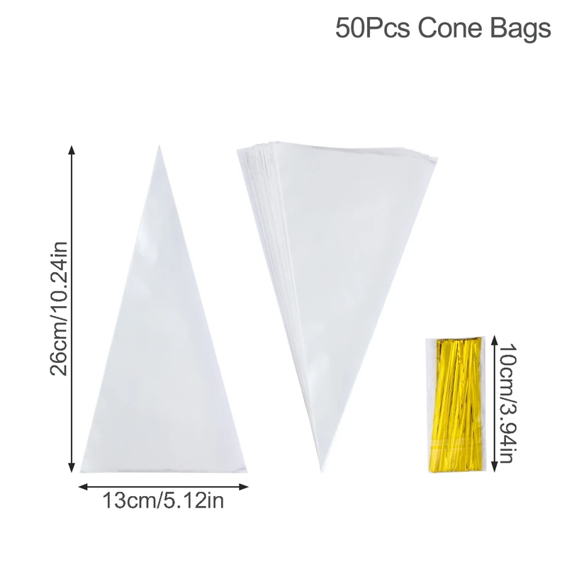 thumbnail image 1 of Bolsa de celofán de plástico transparente con parte superior abierta para caramelos, para envolver piruletas, galletas, regalos pequeños para fiestas de bodas, 1 of 5